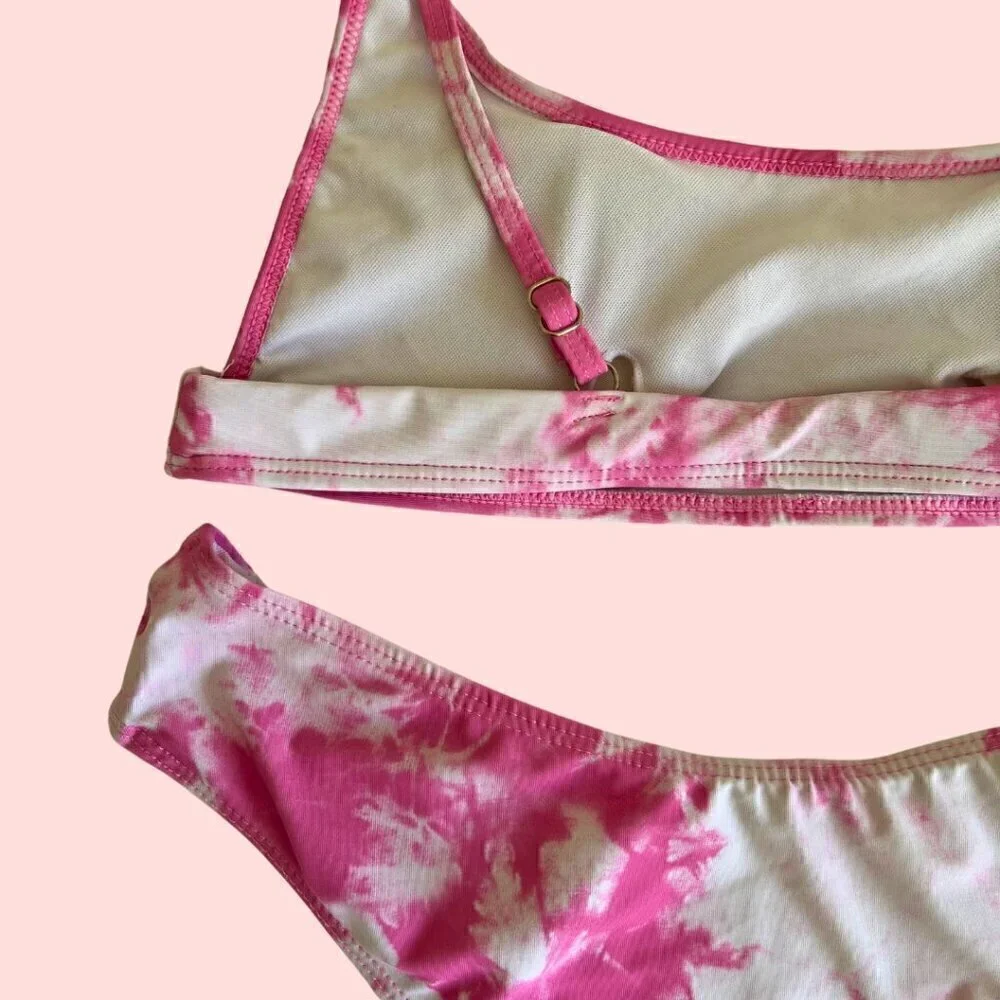 Pink & White Tie Dye Bikini Swimsuit